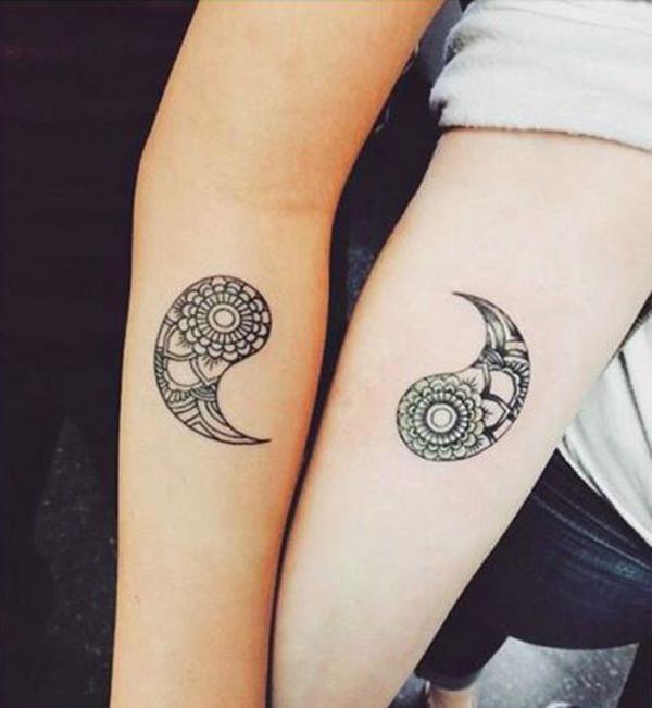 ying yang par tatovering