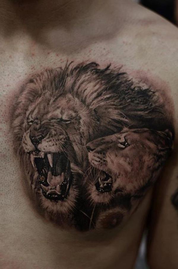 Chest Lions tatovering