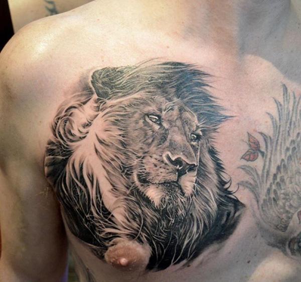 Half Chest Lion tattoo